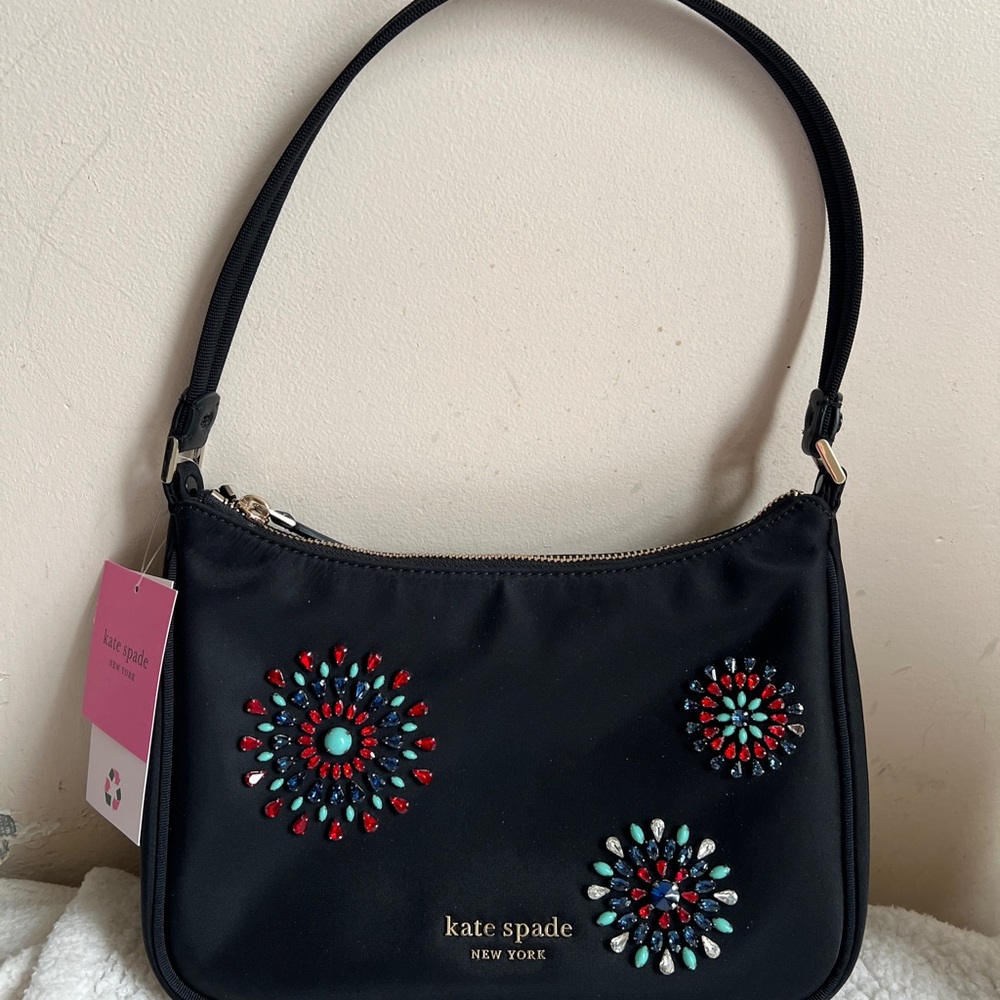Kate Spade Black Shoulder Bag with Colorful Embellishments